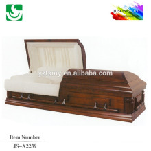 Conventional simple style walnut colored burial casket